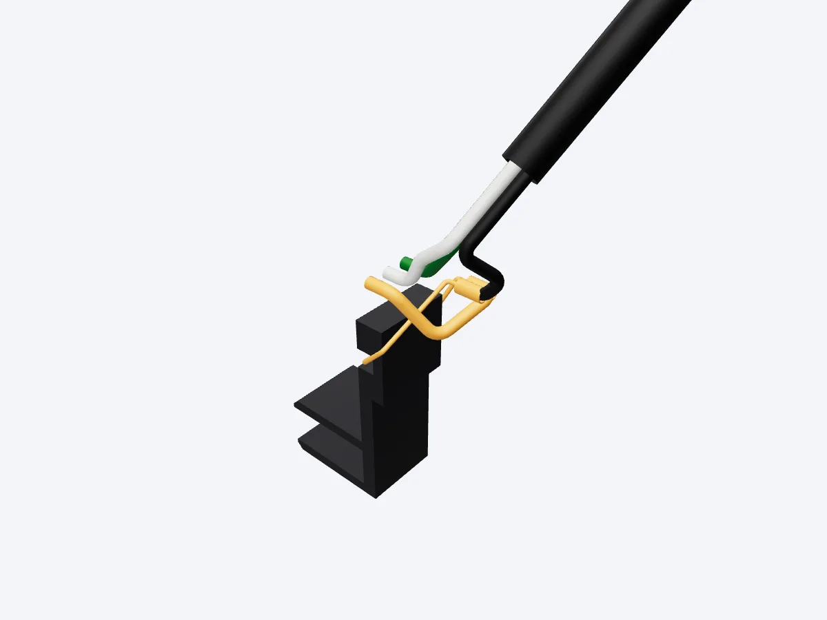 After: The thermal fuse leads reach separate insulated splice regions; the short hot link passes below the neutral and earth fanout.