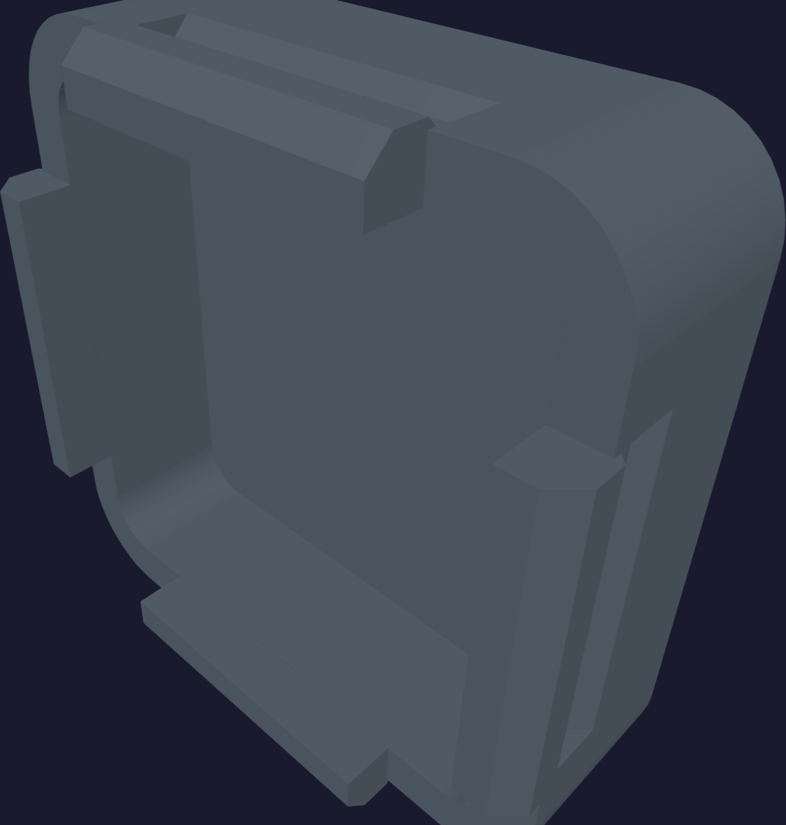case-snaps demo top half — the reworked snap-fit with the upper engagement bump back in