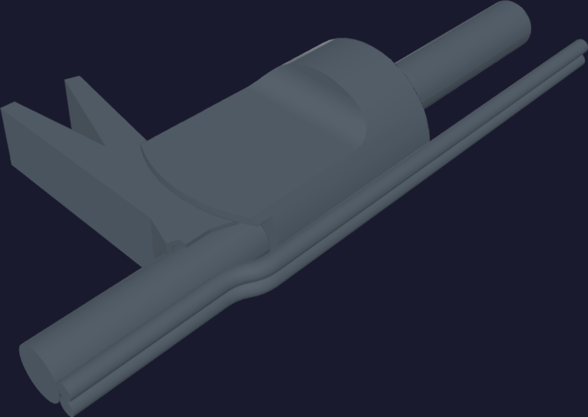 harvested touch-flo valve body with water and two flavor tubes S-bending into it
