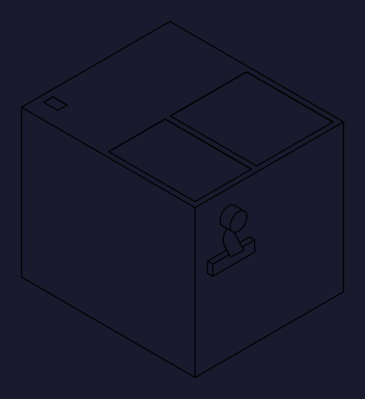 front face line-art with the new knob, dispense tip, and push button