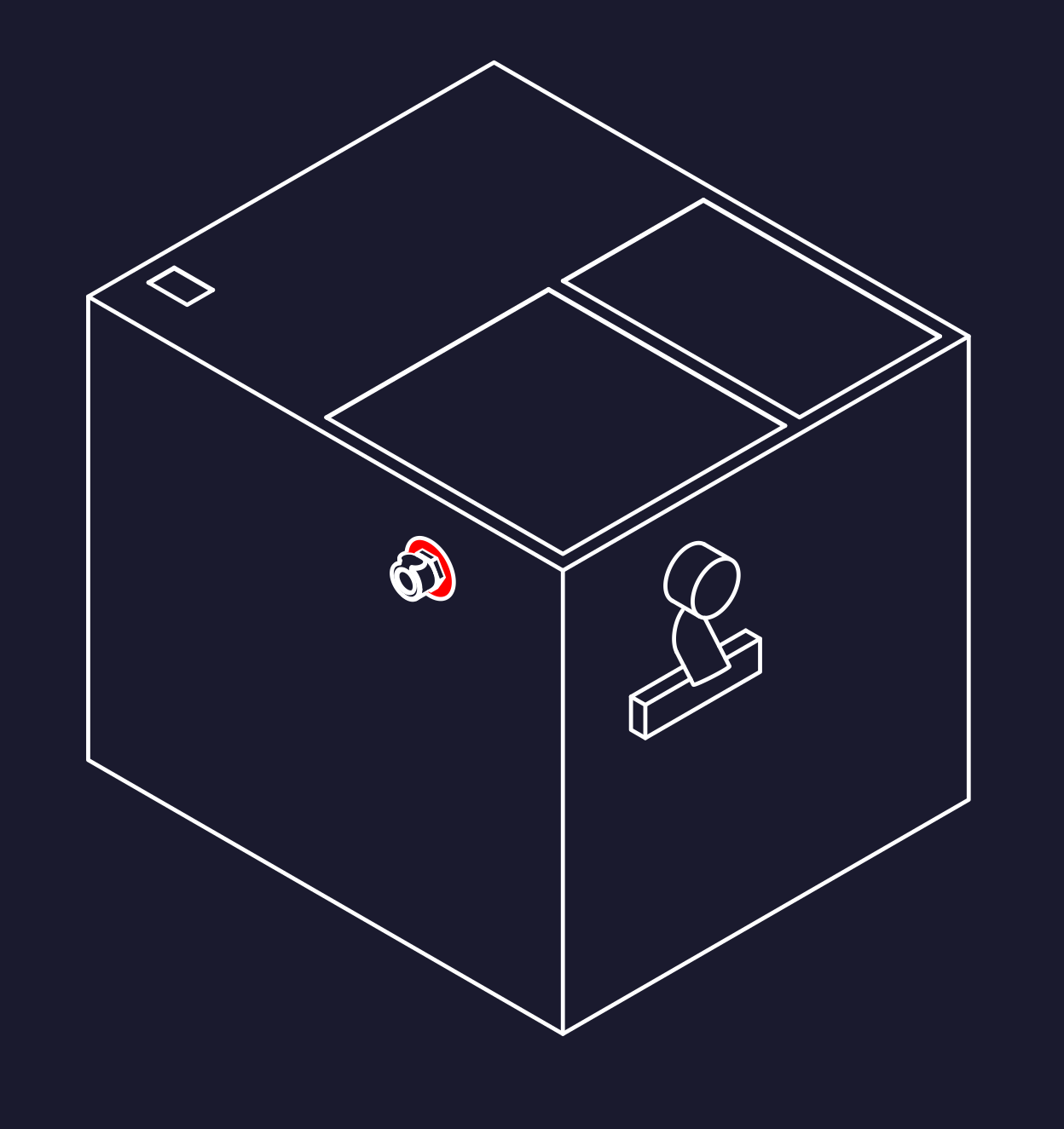 enclosure iso line-art with the CO2 port marked in red on the side face