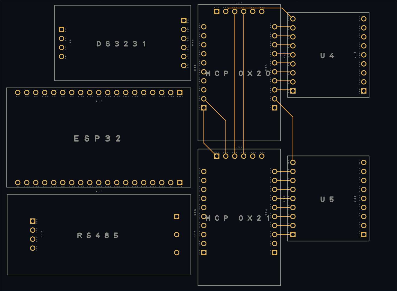 the controller board's labeled preview — a real-time clock and serial transceiver now placed alongside the expanders and drivers