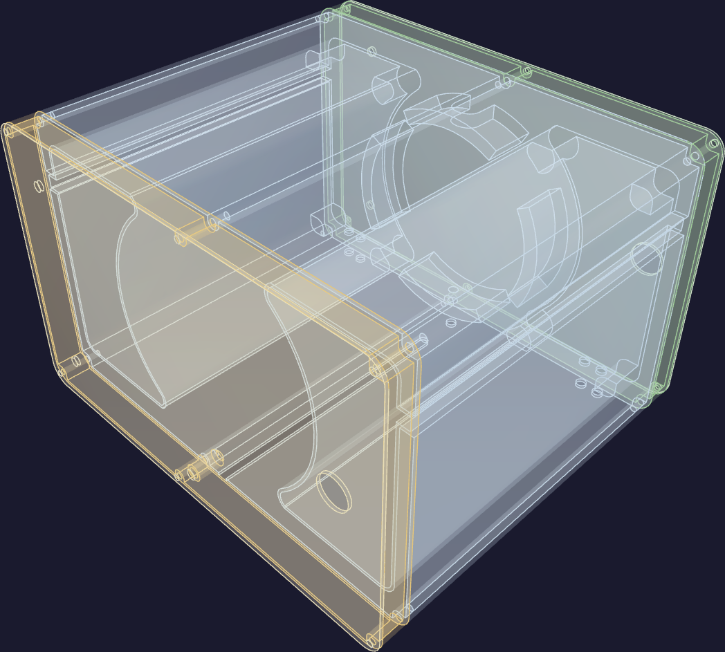The cold core on 18 July — the foam shell with both cap stacks seated, the vessel pocket and reservoir pockets reading through.